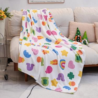 Imagem de Cobertor de Dia de São Patrício Estampa Trevo Verde | 127 cm x 152 cm Manta de lã felpuda ultramacia | Design xadrez irlandês para sofá, cama, sofá, decoração de casa (rosa)