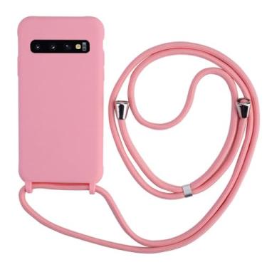 Imagem de Colar crossbody cinta cordão cabo caso de telefone para samsung galaxy s10 s9 s8 s10e nota 10 plus silicone macio tpu capa traseira, rosa, para s8