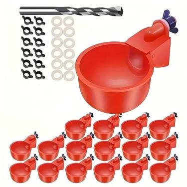 Imagem de 16 peças bebedouro automático de frango, pato e pássaro, material PP, sem necessidade de eletricidade, com broca perfurada e suporte para alimentador de aves, parada automática totalmente integrada