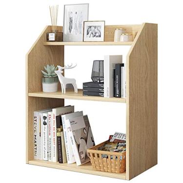 Imagem de Prateleiras de escritório organizador de mesa casa quarto pequeno rack de armazenamento simples multicamadas estante de livros de 51 cm × 7,9 cm × 23,15 cm (natural)