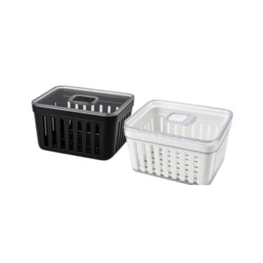 Imagem de Organizador de Frigorífico Cesto 3,8L com Tampa Armazena Alimentos e Legumes, Ideal para Cozinha e Famílias Multiusos(1,Fume)