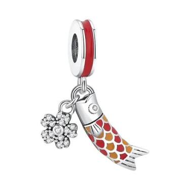 Imagem de Pingente De Daruma Da Guarda Real Em Prata Com Contas Vermelhas Para M