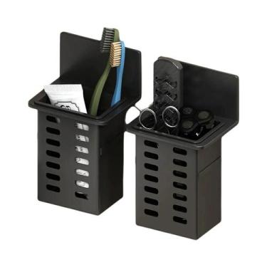 Imagem de Suporte De Parede Preto Para Pasta De Dente E Escova De Dente Com Caix