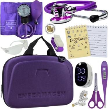 Imagem de Kit Enfermagem Super Luxo Maleta Exclusiva Completa - Love Saude, ROXO