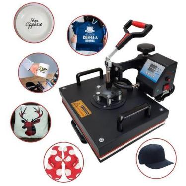 Imagem de Prensa Térmica Sublimação 8x1 Caneca Camiseta Boné Chinelo Prato Copo 