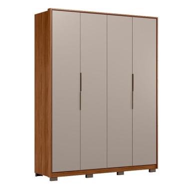 Imagem de Guarda Roupa Casal Attore Ambiente 4 Portas Nogueira Nude Prime tx com Pés Demóbile - Demartêz