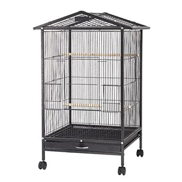 Imagem de U5GAAALPPQ9 Gaiolas grandes para pássaros com suporte de rolamento, gaiolas de voo de pássaros para papagaios, conures, periquitos calopsitas (rotação de 360°), transportador de pássaros