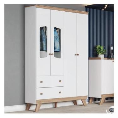 Imagem de Guarda Roupa Infantil Ambiente 4 Portas Confete Branco Brilho Jequitib