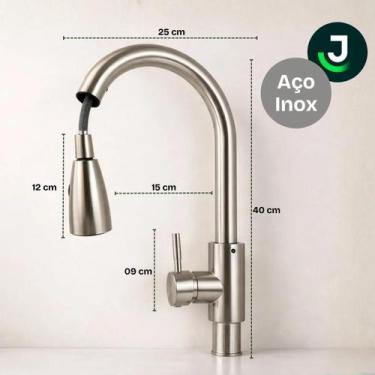Imagem de Torneira Gourmet Cromada Monocomando com Chuveirinho Flexível para Coz
