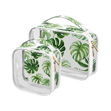 Imagem de xigua Bolsa de maquiagem de folhas tropicais para mulheres, bolsa de cosméticos de viagem, bolsa de higiene portátil à prova d'água para viagens, férias, organização de banheiro