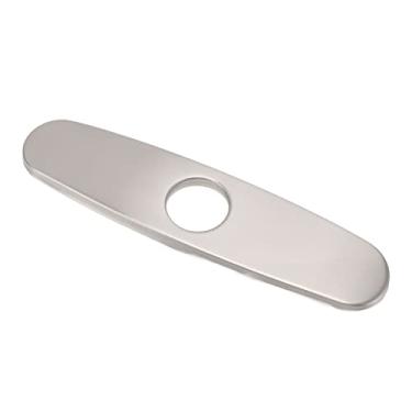 Imagem de Luqeeg Tampa do Orifício da Torneira de Aço Inoxidável Escovado Placa de Deck Painel de Decoração Elegante para Torneiras de Furo único, Design Clássico para Pia de Cozinha, Aço Inoxidável 304 Prata