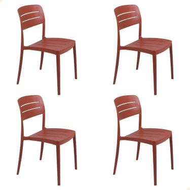Imagem de Kit 4 Cadeira Tramontina Amélia Em Polipropileno Cor Terracota 92098242