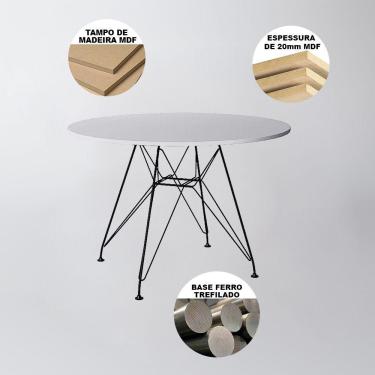 Imagem de Mesa De Jantar Eames Redonda 90Cm Branca Com Ferro Preto Up Home Cor: Branco