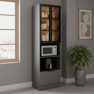 Imagem de Paneleiro Lumina 2 Portas 1 Gaveta com Vidro Cinza - Telasul