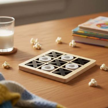 Imagem de Jogo da Velha MDF 10x10cm – Brinquedo Educativo Infantil para Raciocínio Lógico e Coordenação Motora