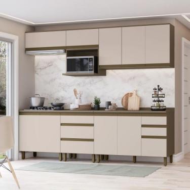 Imagem de Cozinha Modulada 7 Peças com Tampo em MDF Connect Henn, Duna/Cristal