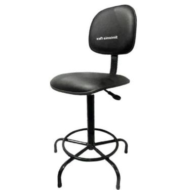 Imagem de Cadeira caixa alta apoio de pé base fixa corano preta