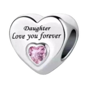 Imagem de Pulseira Feminina De Prata Esterlina 925 Com Berloques De Coração 'Amo