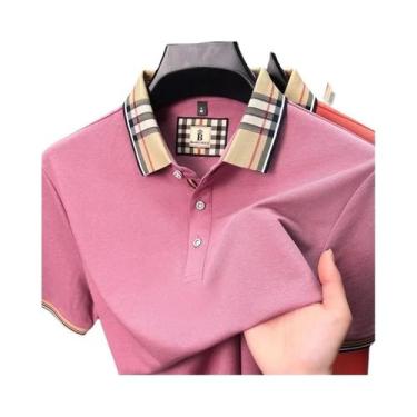 Imagem de Camisa Polo Masculina De Manga Curta Em Cor Sólida, Algodão Mercerizad