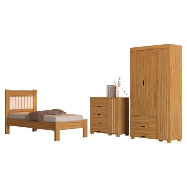 Imagem de Quarto Solteiro Bela Cama Comoda E Guarda Roupa MDF Decmade
