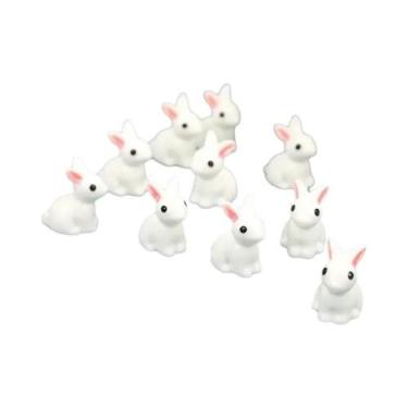 Imagem de Mini Coelhinhos De Resina Para Decoração De Jardim - Kit Com 10 Peças 