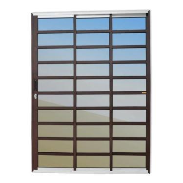 Imagem de Porta de Correr com Travessas 3 Folhas 1/3 Super Vidro Reflex 210cm x 