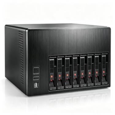Imagem de AUDHEID Gabinete NAS K7 com 8 baias, compatível com placas-mãe Micro-ATX e Mini-ITX, 3 ventoinhas, 8 bandejas para discos de 2,5"/3,5", servidor de armazenamento em rede para uso doméstico (sem