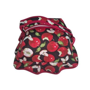 Imagem de Cesta Porta Pão com Zíper  Artesanal, Dobrável e Prática Cor:Maçã - Vi