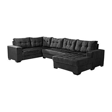 Imagem de Sofá de Canto 6 Lugares Dijon com Chaise Suede Preto - única