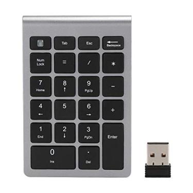 Imagem de Teclado numérico sem fio 2,4G teclado numérico USB 22 teclas mini teclado com receptor (cinza)