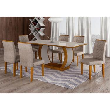 Imagem de Conjunto de Mesa de Jantar com 6 Cadeiras Maia I Suede Amassado