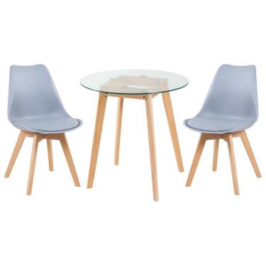 Imagem de Mesa Redonda 70cm + 2 Cadeiras Cinza Claro Cinza-Claro