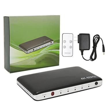 Imagem de 4 em 1 HDMI Switch 4K, controle remoto conversor de vídeo Full HD conversor de vídeo 4K/60Hz Hub adaptador conversor HD para PS3 PS4 HDTV VCD e DVD Players (EUA Plug)