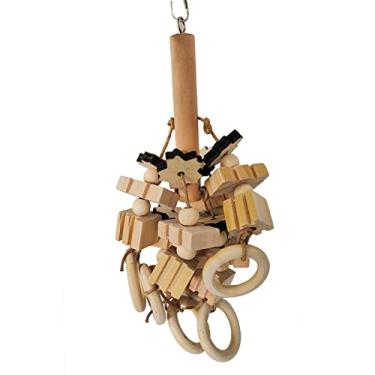 Imagem de Fenteer Brinquedos de mastigar papagaio blocos de madeira para cacatuas araras cinza pássaro