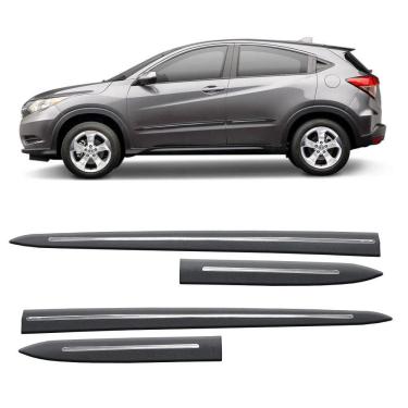 Imagem de Jogo Friso Lateral Honda HR-V 2016 2017 2018 2019 2020 2021 2022 Prata Platinum com Filete Cromado