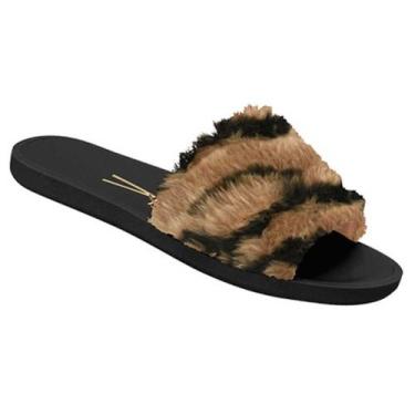 Imagem de Chinelo Slide Feminino Pelica Pelo Multi Bege Tigre Vizzano 6363.137