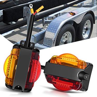 Imagem de Nilight 2 peças de luzes LED para para-lama para trailer, luzes marcadoras de folga de trailer com fio âmbar frontal vermelho traseiro para caminhões de reboque
