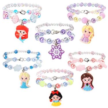 Imagem de YOYTOO 6 conjuntos de pulseiras de princesa com contas para meninas, conjunto de joias de brincar, brincar, lembrancinhas de festa, presente para meninas e crianças