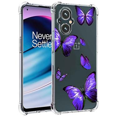 Imagem de Zoeirc Capa para OnePlus Nord N20 5G, capa transparente OnePlus N20 para meninas e mulheres, capa protetora transparente à prova de choque TPU macio para OnePlus Nord N20 5G 2022 (borboleta roxa)