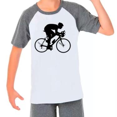Imagem de Camiseta Raglan Bicicleta Bike Ciclista Cinza Branco Inf01 - Design Ca