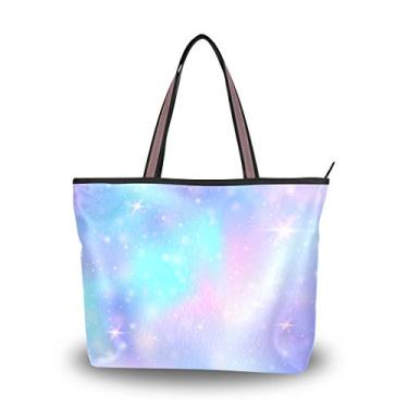 Imagem de My Daily Fashion Bolsa de ombro para mulheres, fantasia gradiente cores arco-íris galáxia bolsas grandes, Multicoloured, Medium