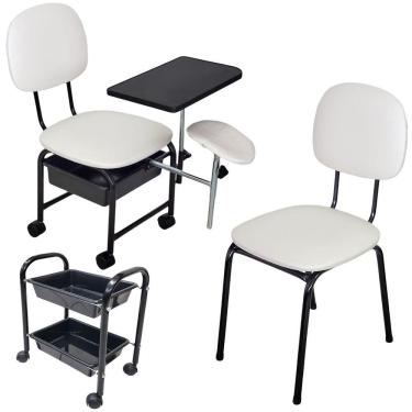 Imagem de Kit Cirandinha Manicure +Carrinho + Cadeira Cliente - Branco