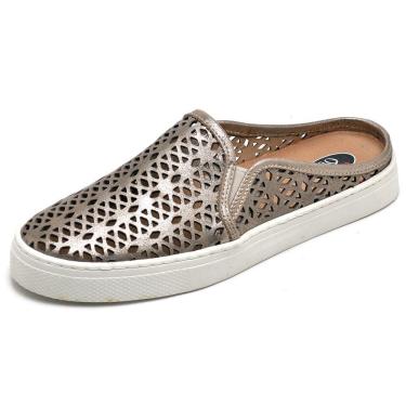 Imagem de Mule Babuche Feminino Couro Calce Facil Solado Borracha Confortavel Tecido Antitranspir...