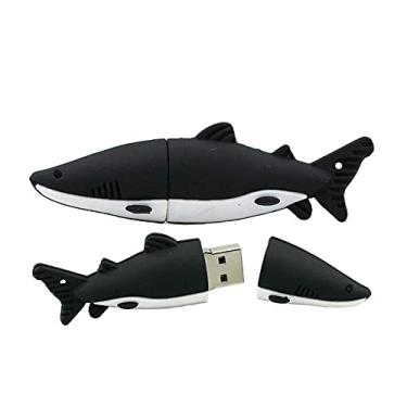 Imagem de Flash Drives USB em forma de tubarão de 16 GB Pen Drive Memoria Flash Stick PenDrives USB Flash Disk Pen Drive U Disk USB (Preto)