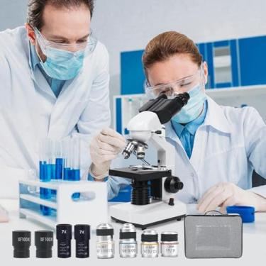 Imagem de CNAOHGHN 30000X/50000X/70000X Profissional Microscópio Binocular HD 185 Lente Objetiva + Conversor de 4 Furos, Experimento de Dissecção Reprodução Biológica Espermatozóide Bactérias Ácaros