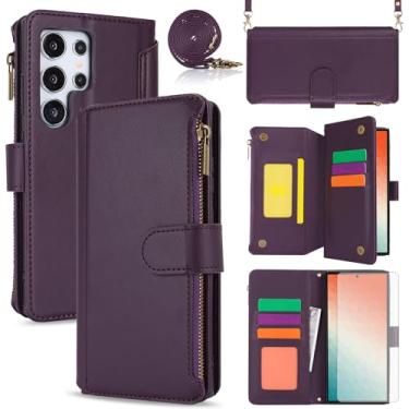 Imagem de Asuwish Capa de celular para Samsung Galaxy S24 Ultra 5G com protetor de tela de vidro temperado, alça transversal para pulso, flip com bloqueio de RFID, suporte para cartão celular S24Ultra 24S S 24