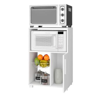 Imagem de Balcão Fruteira Em Mdp Com 1 Porta E 1 Cesto De Metal Brv Móveis Branco