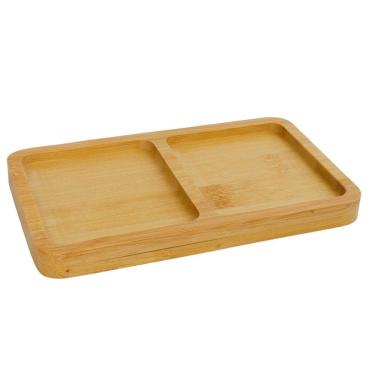 Imagem de Petisqueira Bandeja de Bambu Cozinha Lavabo com 2 Divisórias