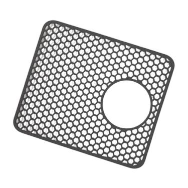 Imagem de IEUDNS Tapete de pia de cozinha Protetor de pia com furo central Almofada de drenagem de silicone resistente ao calor, Tapete de escorredor de pratos para, Cinza