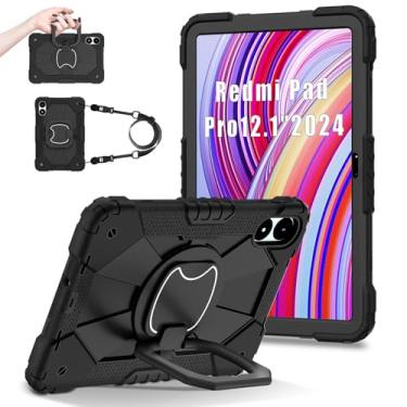 Imagem de YOUULAR Capa para tablet com alça de ombro para Xiaomi Redmi Pad Pro/Xiaomi Poco Pad 5G 30.7 cm, capa protetora resistente à prova de choque com suporte, alça de ombro para crianças, mulheres, homens,